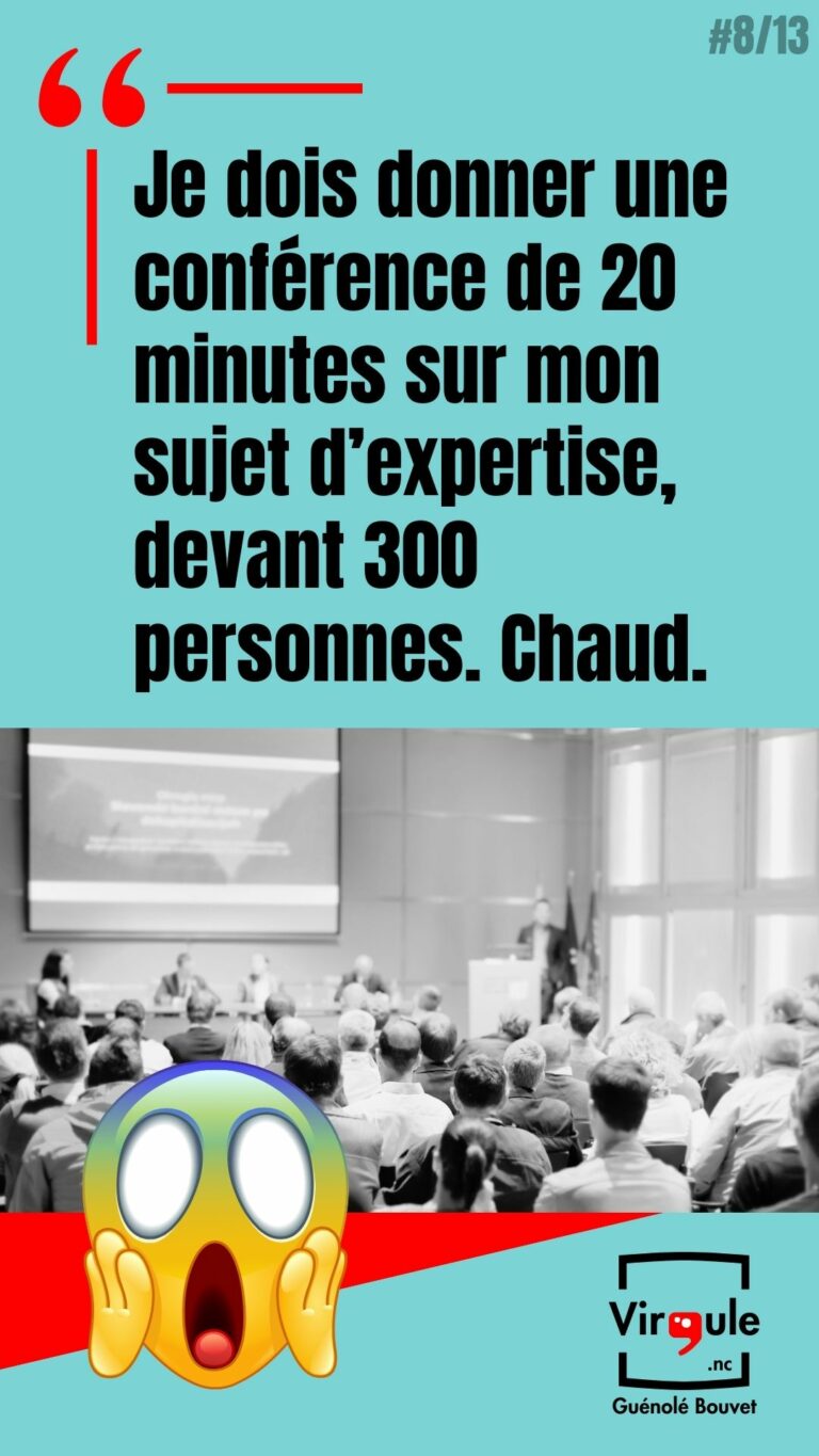 Je dois donner une conférence de 20 minutes sur mon sujet d&rsquo;expertise, devant 300 personnes. Chaud.